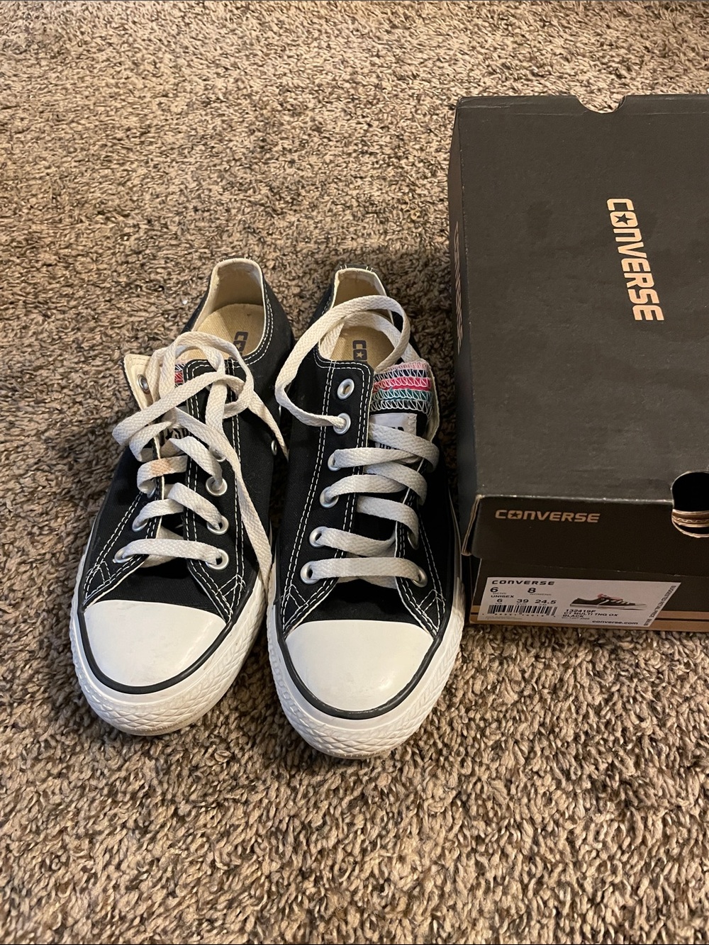 Converse Kids Black Canvas Low-Top Sneakers with White Accents